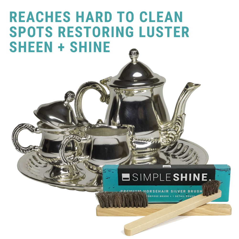 Simple Shine Horsehair Silver Brush Set - 2 Silver Cleaning